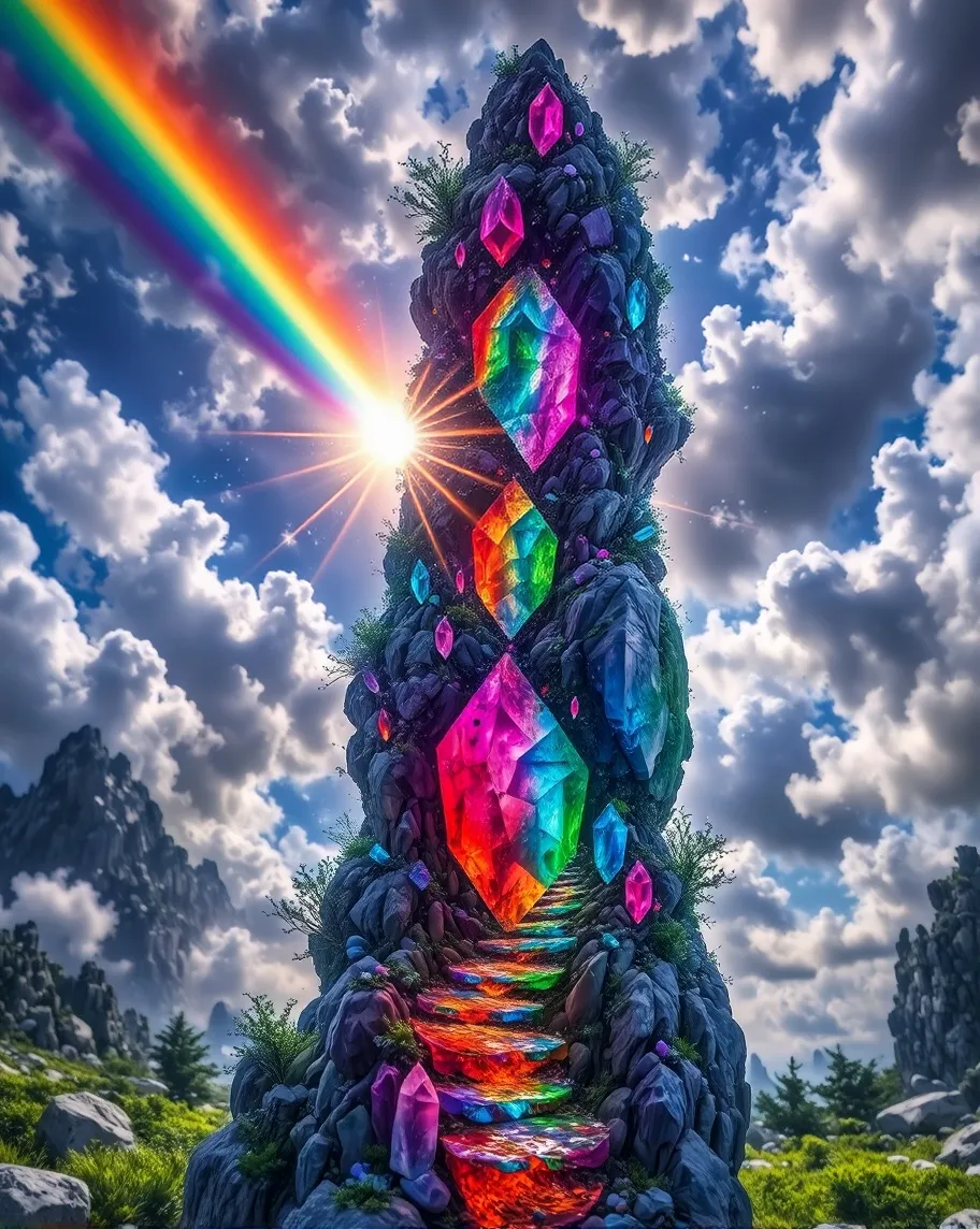 Rainbow colored crystal path sky - Free AI Photo Generator - starryai
