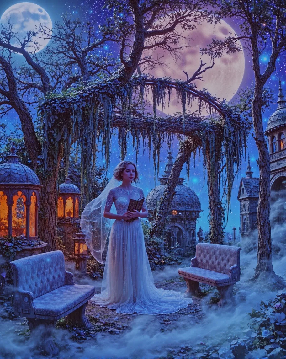 A breathtaking nocturnal garden - Free AI Photo Generator - starryai