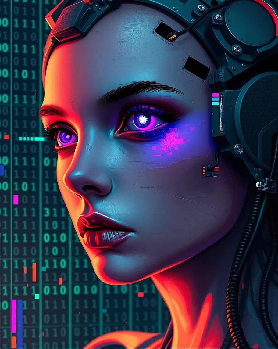 digital painting a cyborg woman - Free AI Photo Generator - starryai