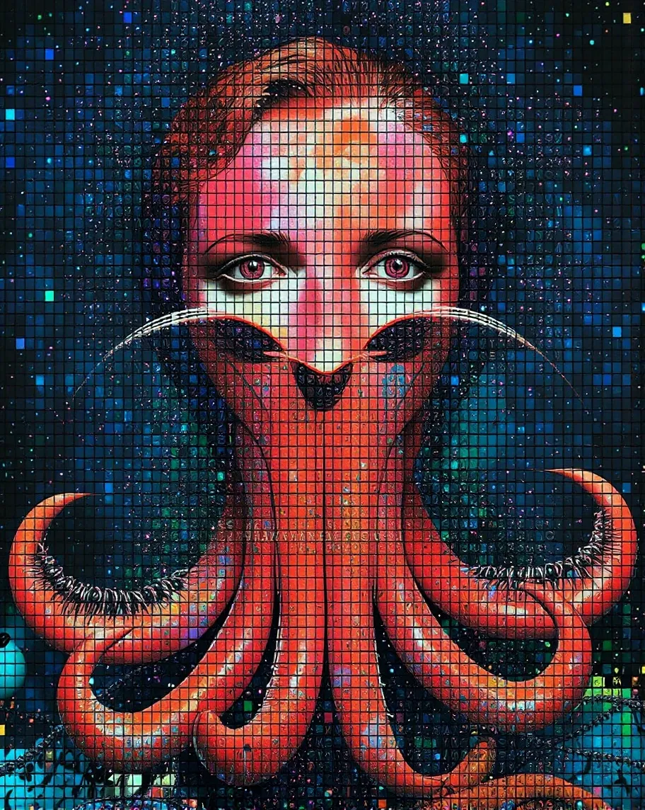 Pixelated portraits a squid - Free AI Photo Generator - starryai