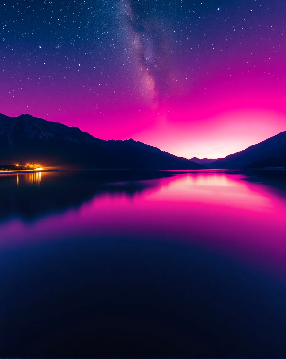 night photography a vast lake - Free AI Photo Generator - starryai