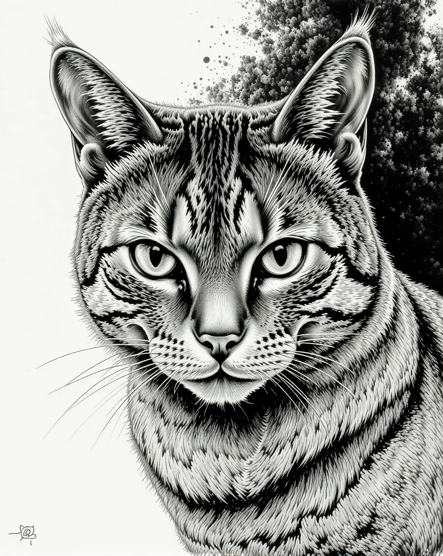 Hyper-detailed cat ink drawing, 6 - Free AI Photo Generator - starryai