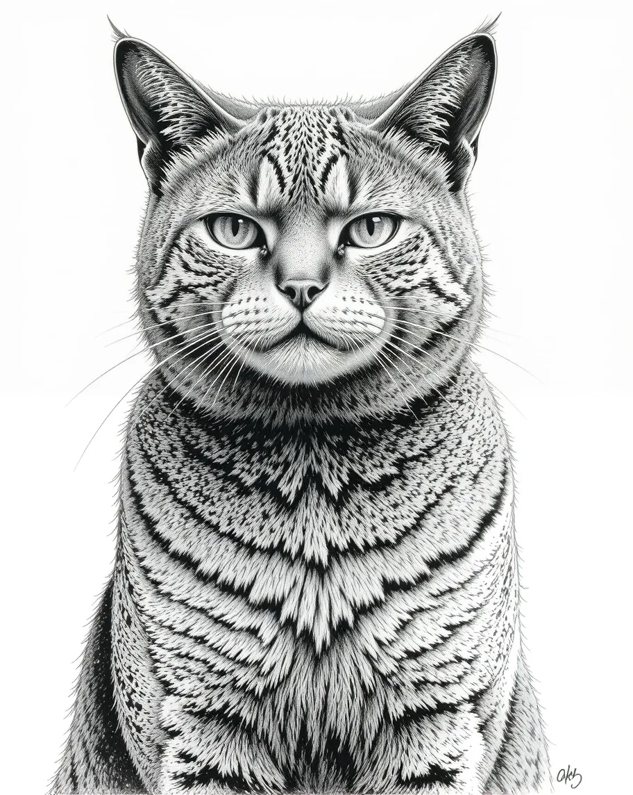 Hyper-detailed cat ink drawing, 6 - Free AI Photo Generator - starryai