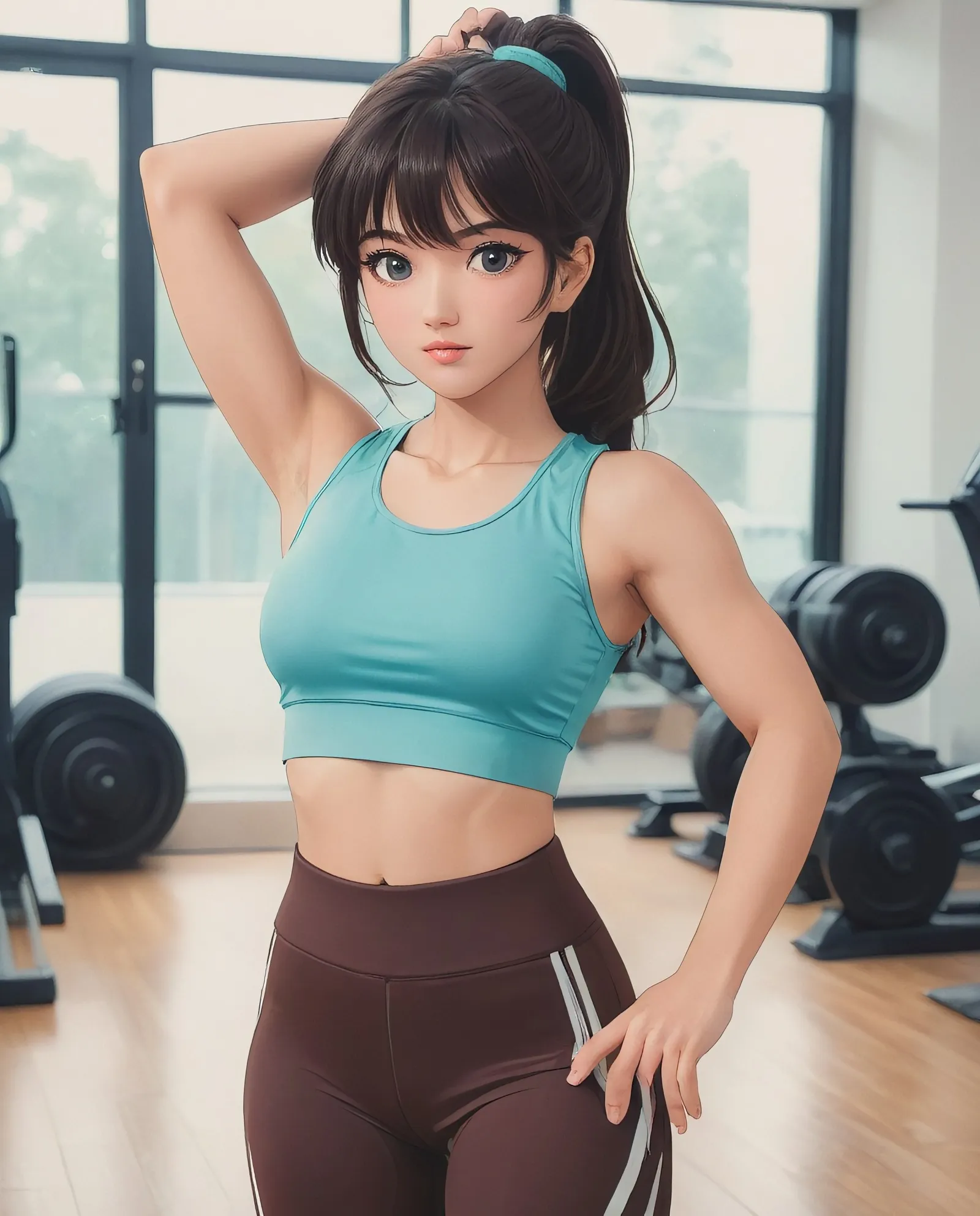 A beautiful woman working out She - Free AI Photo Generator - starryai