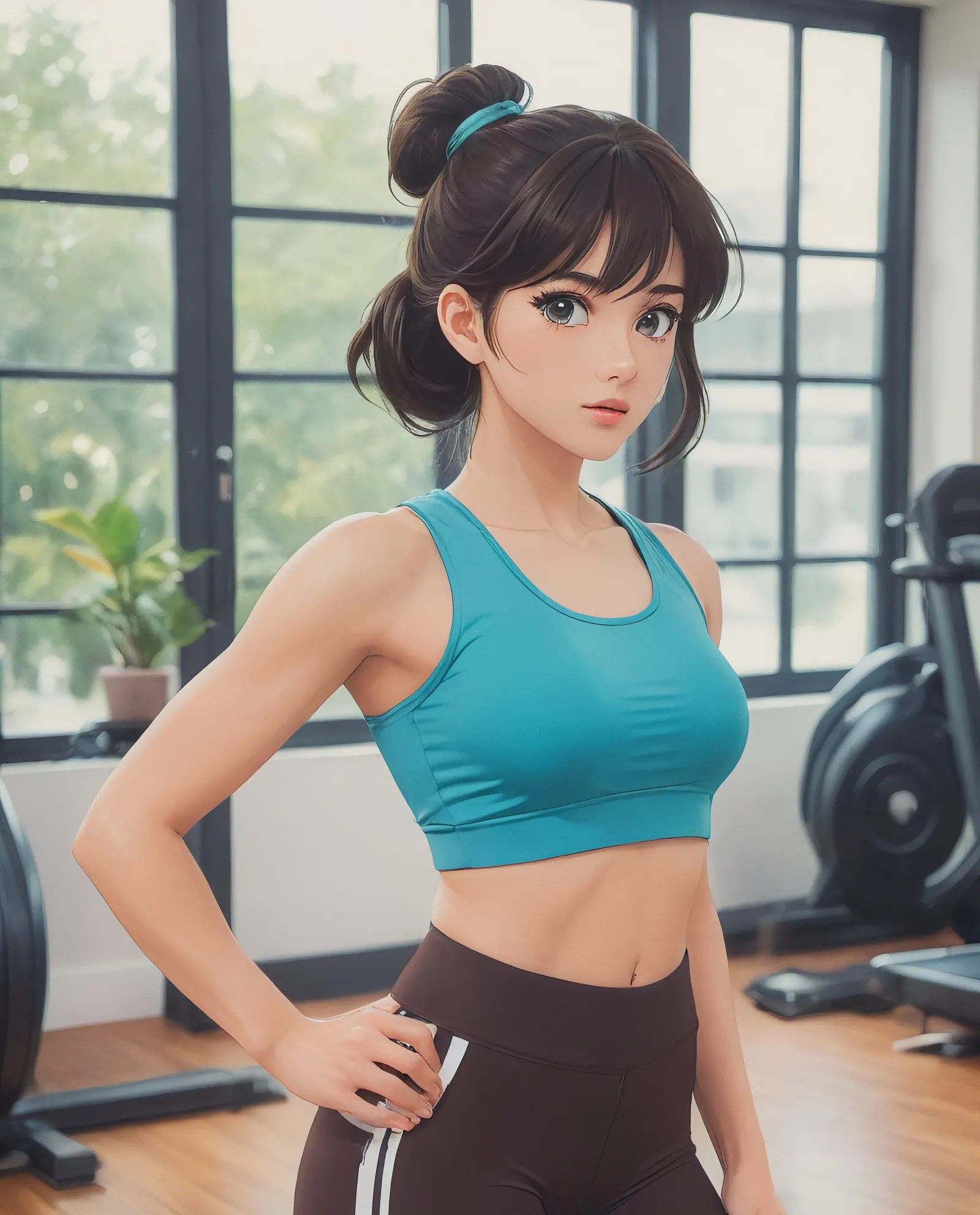 A beautiful woman working out She - Free AI Photo Generator - starryai