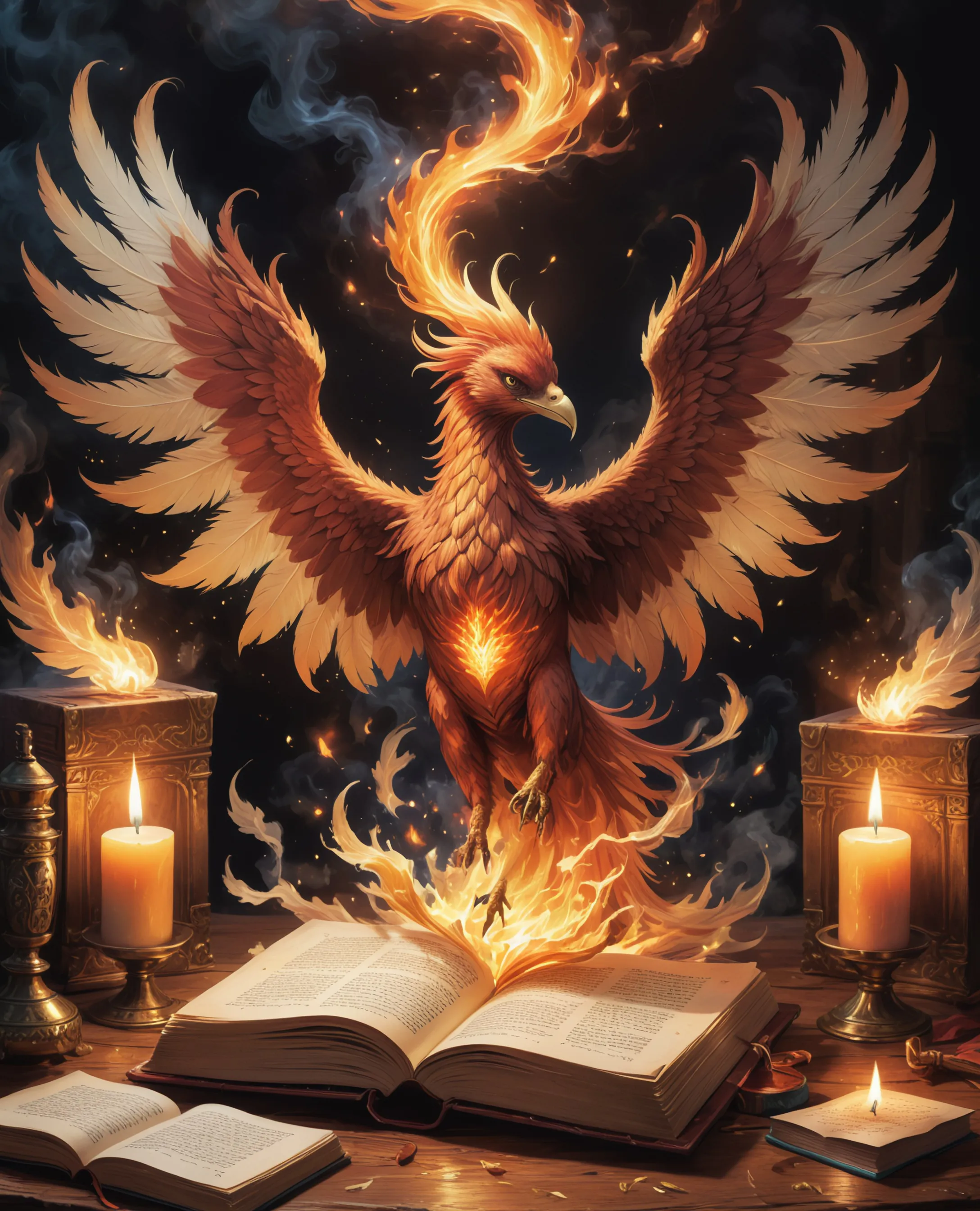 A majestic phoenix bursts upward - Free AI Photo Generator - starryai