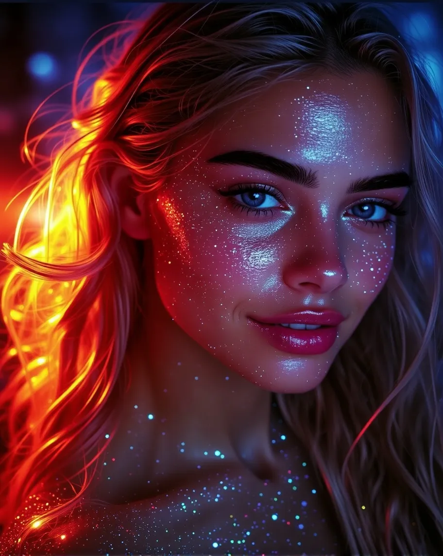 Vibrant, hyperrealistic portrait - Free AI Photo Generator - starryai