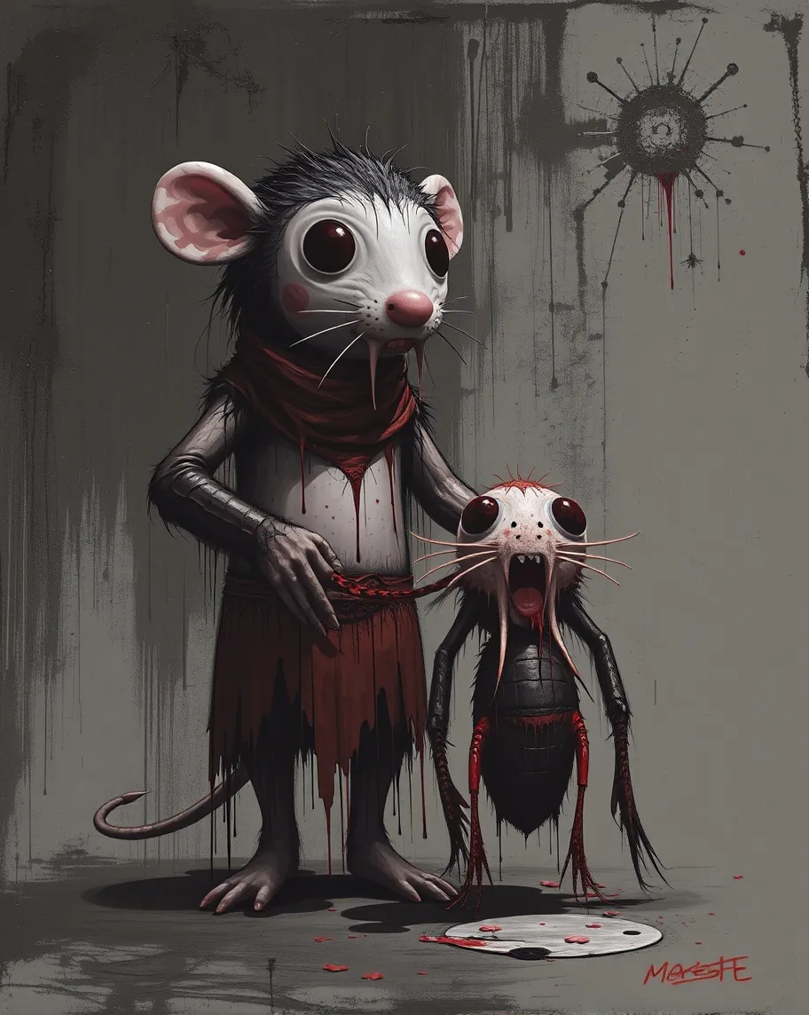 Mutant Humanoid Rats A humanoid rat walking a mutant - Free AI Photo Generator - starryai
