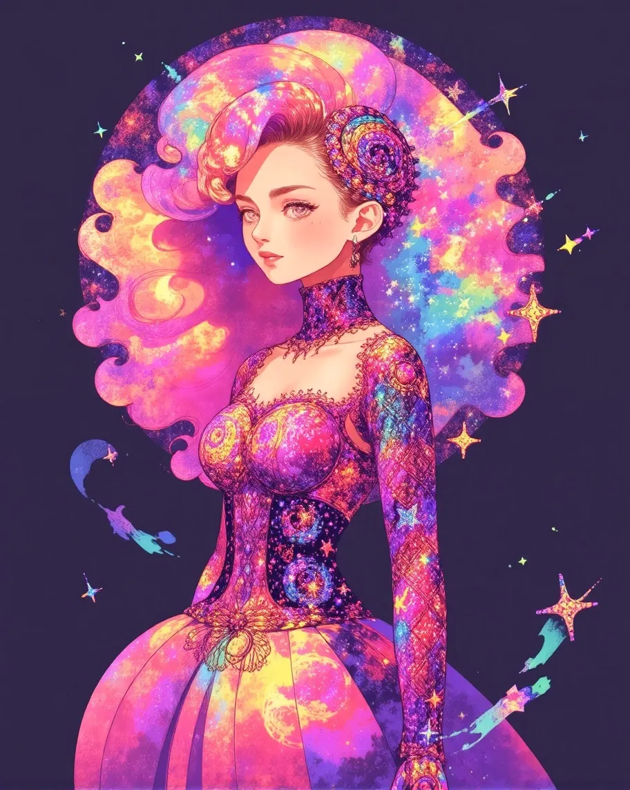Pastel Galaxy Princess Long hair - Free AI Photo Generator - starryai