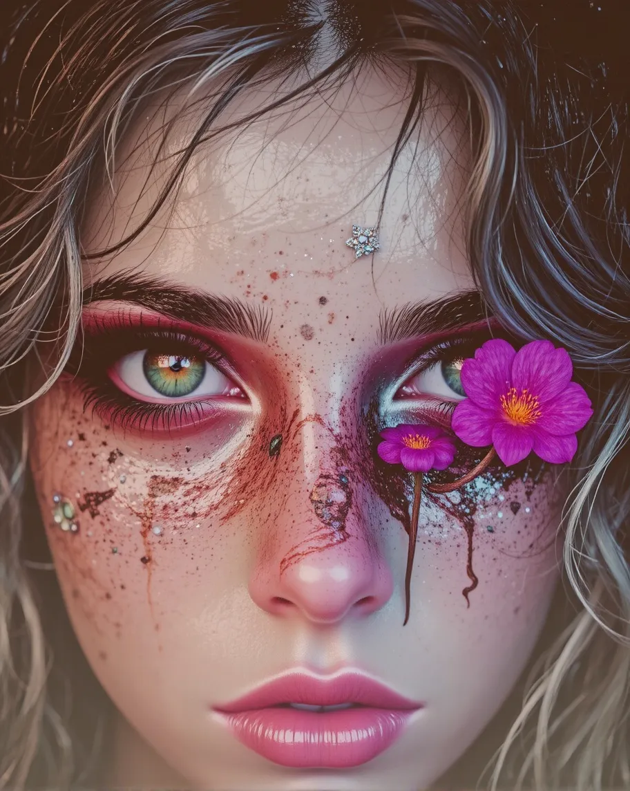 Inkxplosion! All over a beautiful - Free AI Photo Generator - starryai