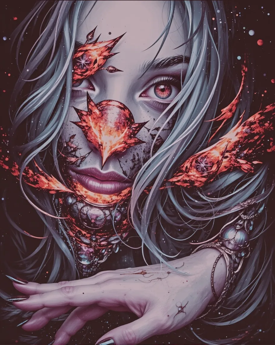 Inkxplosion! All over a beautiful - Free AI Photo Generator - starryai