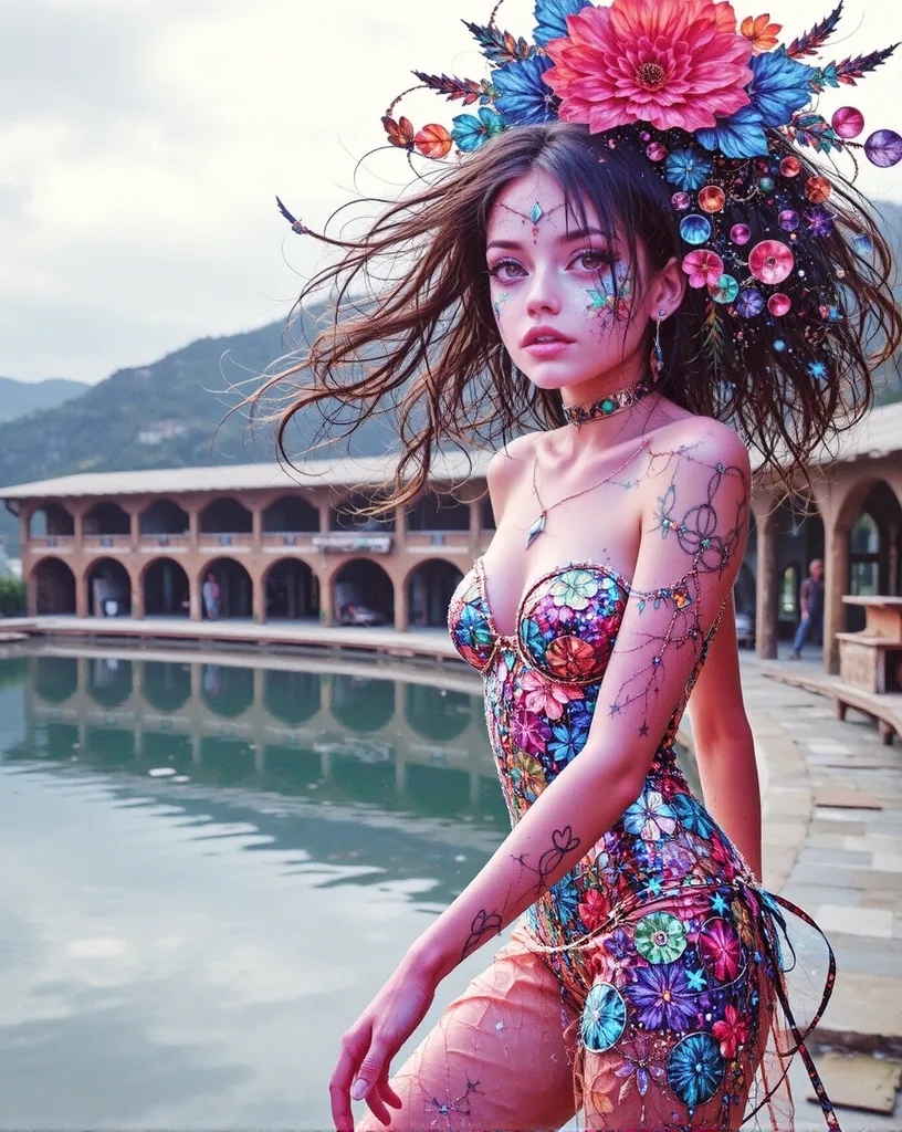 Inkxplosion! All over a beautiful - Free AI Photo Generator - starryai