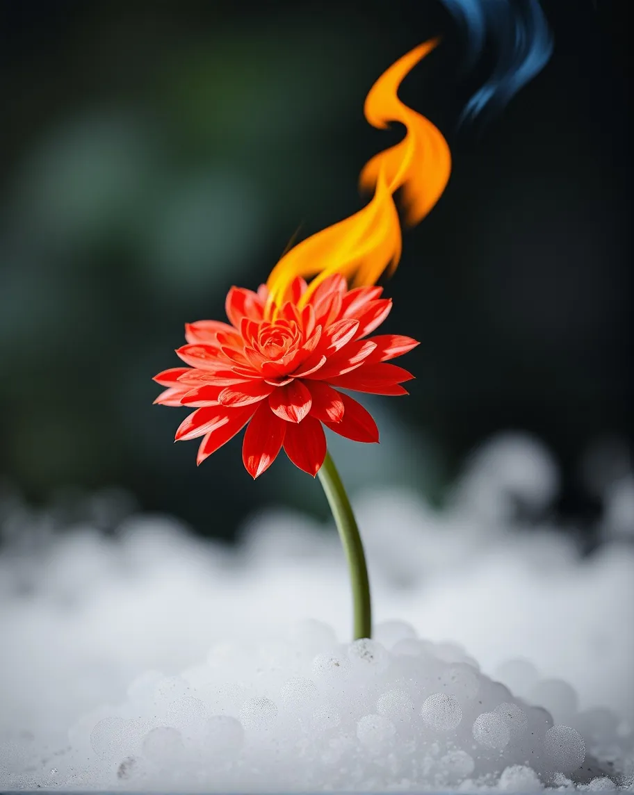 Flaming Frozen Flower - Free AI Photo Generator - starryai