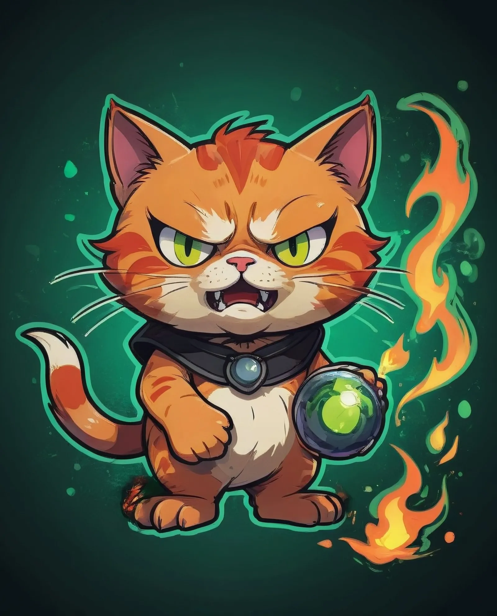A cartoon funny angry ginger cat, - Free AI Photo Generator - starryai
