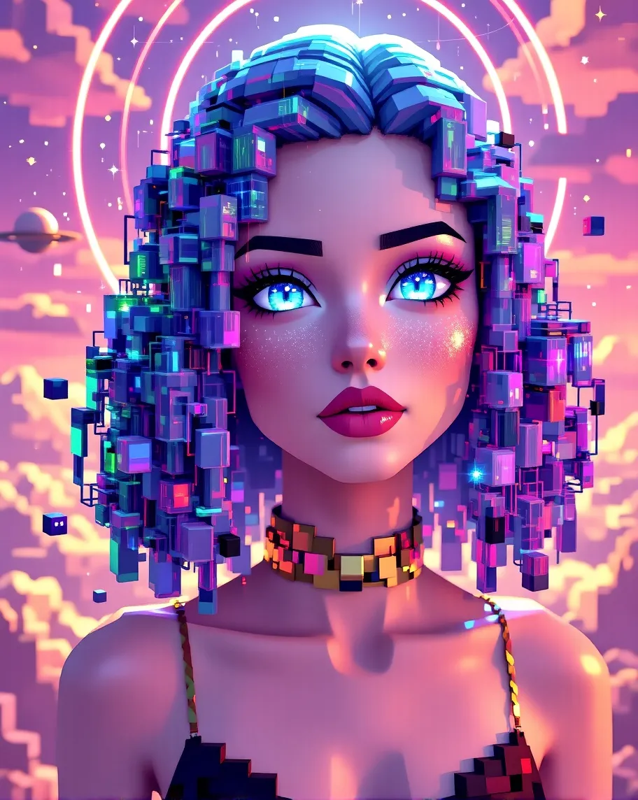 A hyper-detailed portrait a blue - Free AI Photo Generator - starryai