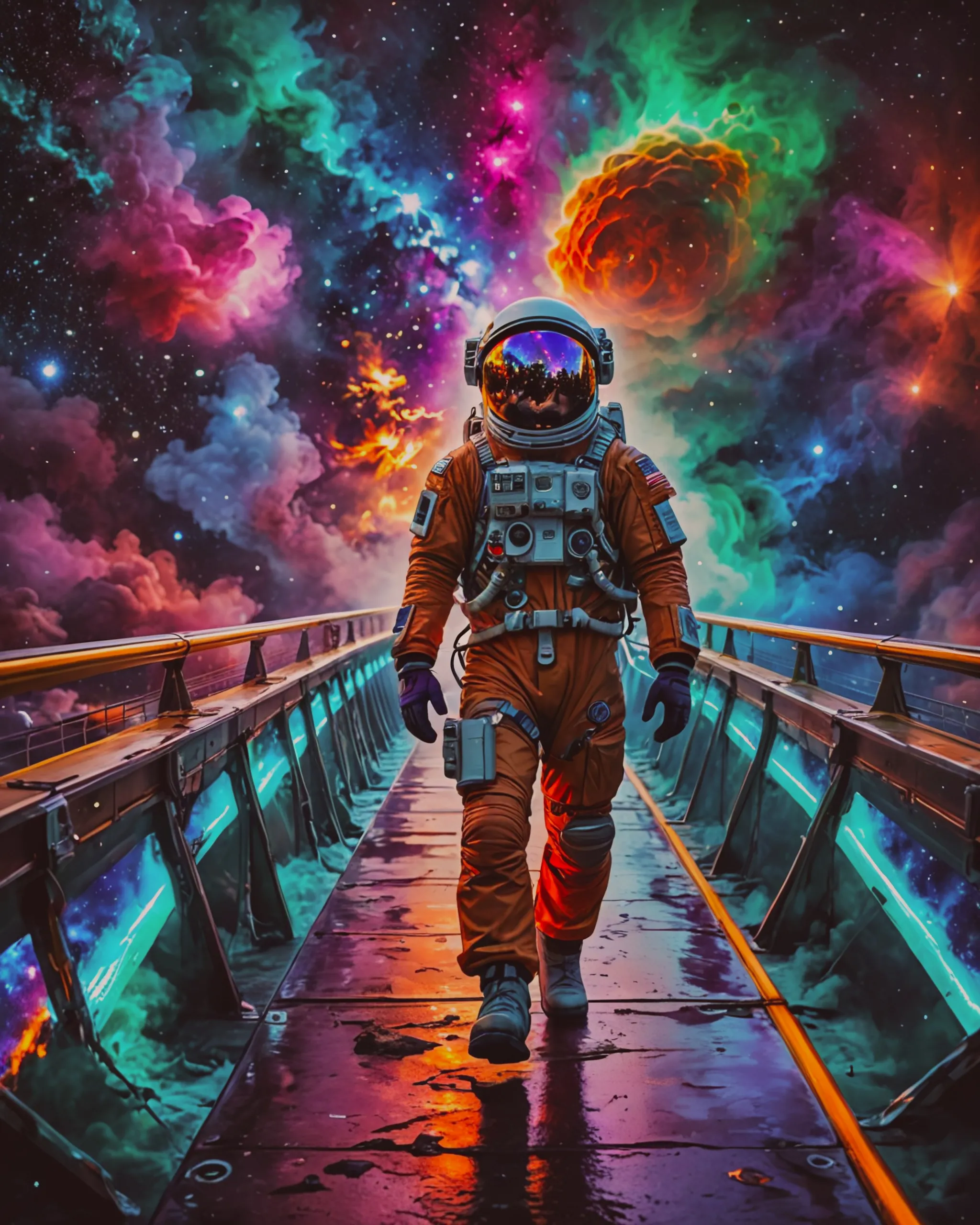 A man astronaut suit walking a as - Free AI Photo Generator - starryai