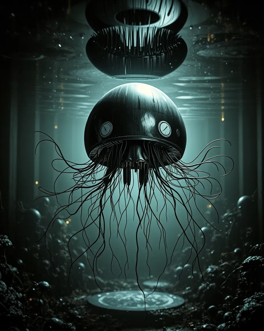 Jellyfish robotic features. under - Free AI Photo Generator - starryai