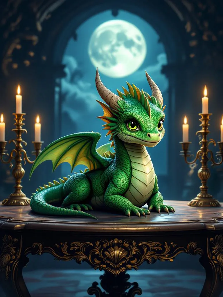 A majestic, emerald-green baby on - Free AI Photo Generator - starryai