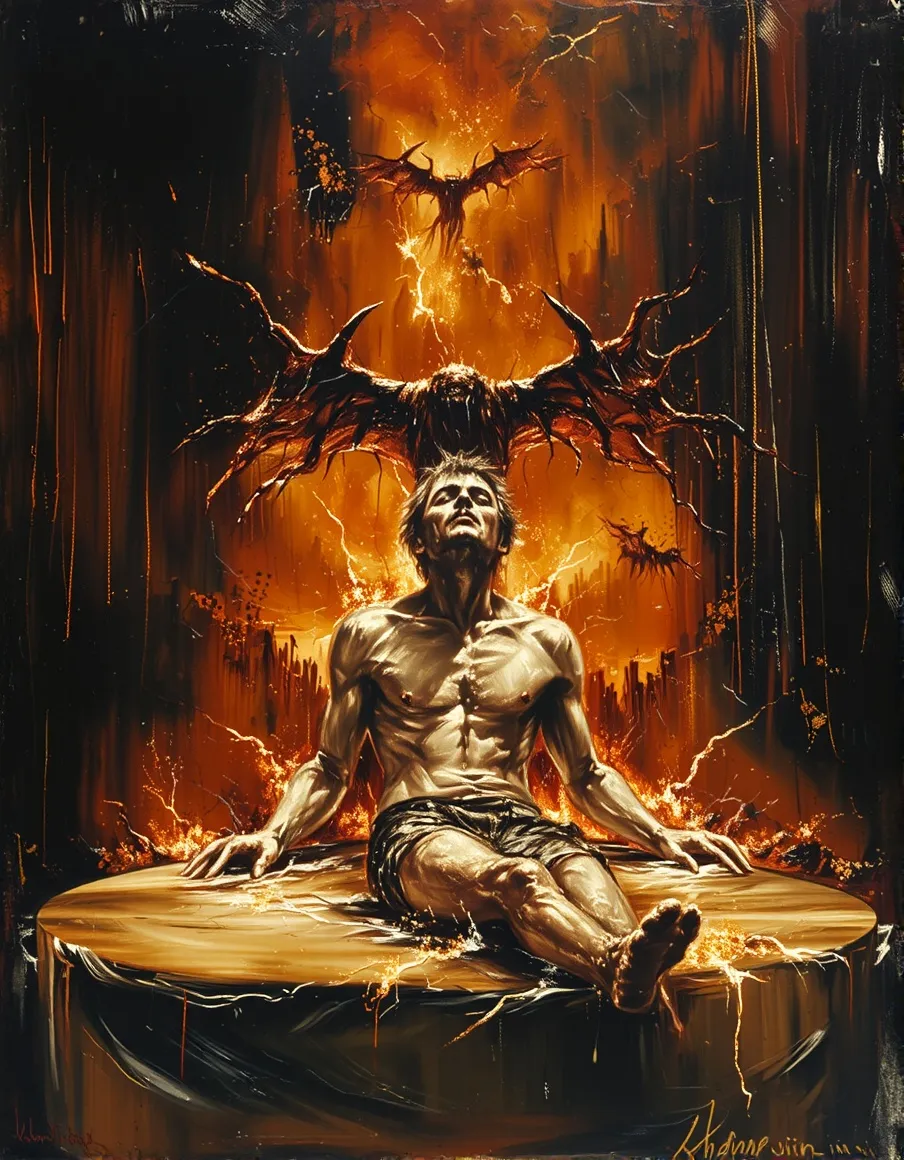 a man awakes from a nightmare, - Free AI Photo Generator - starryai