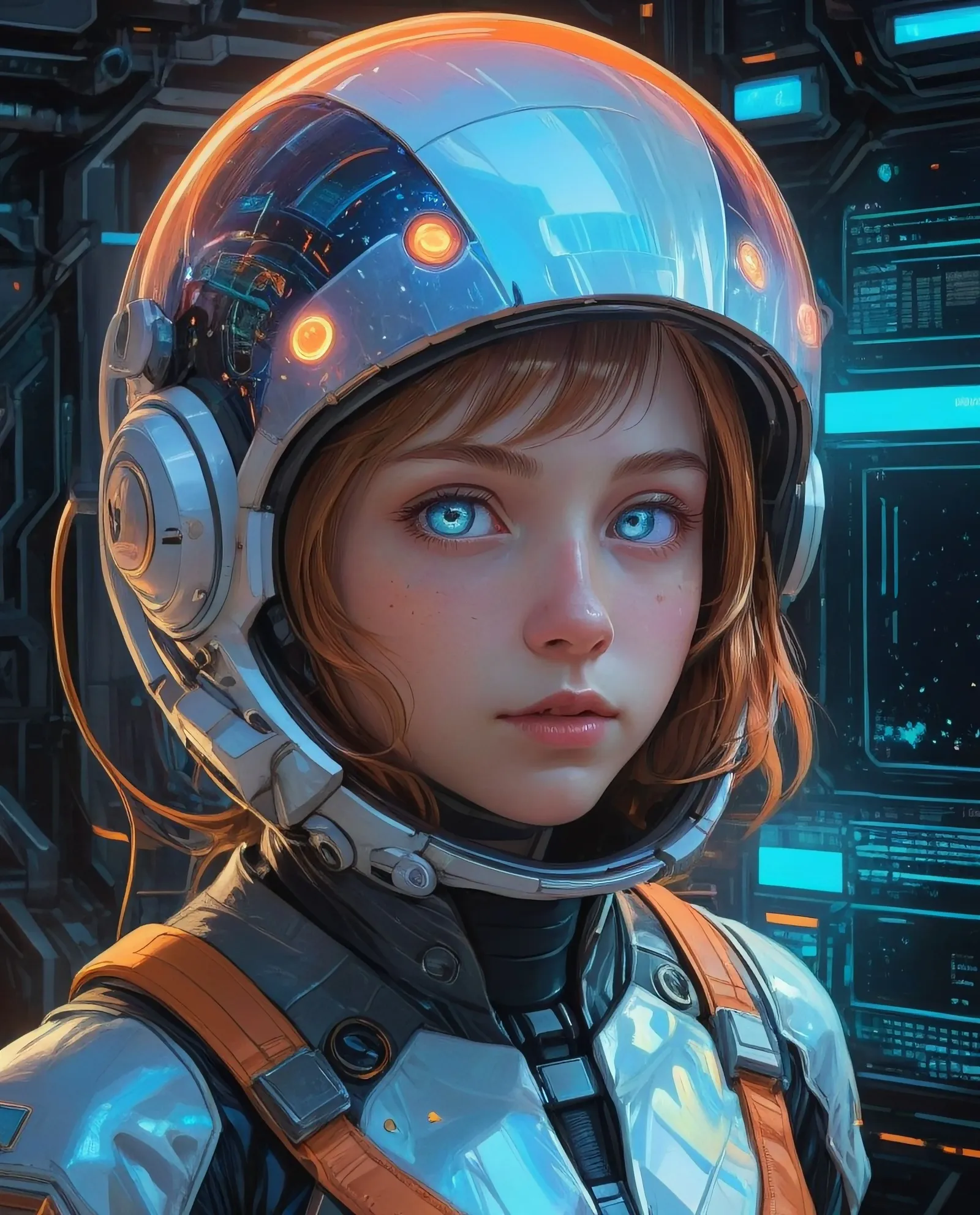 A close-up portrait a young blue - Free AI Photo Generator - starryai