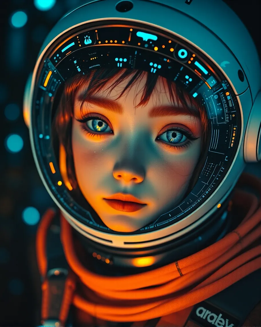 A close-up portrait a young blue - Free AI Photo Generator - starryai