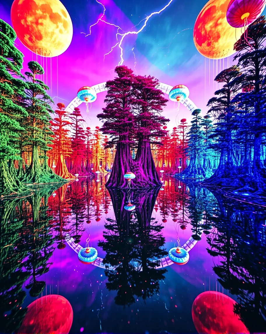 A perfectly symmetrical forest - Free AI Photo Generator - starryai