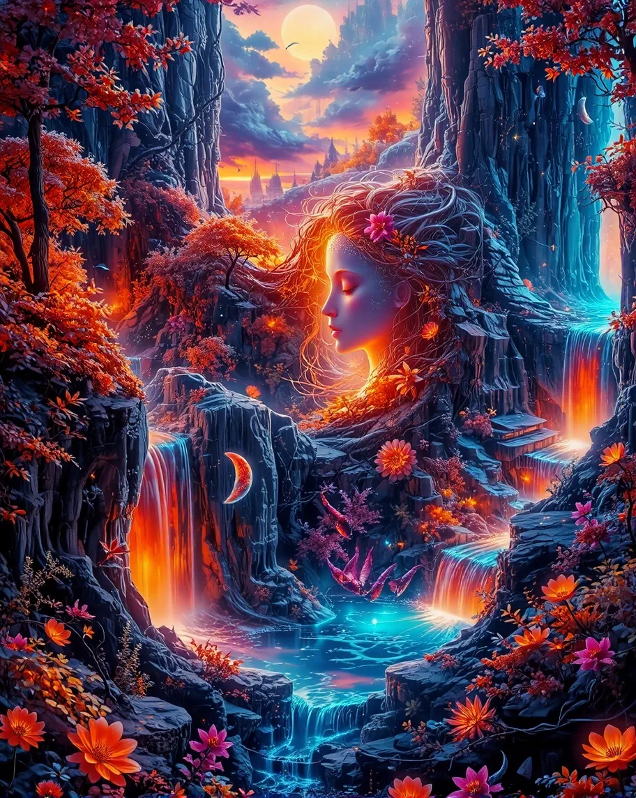 A surreal fantasy landscape light - Free AI Photo Generator - starryai