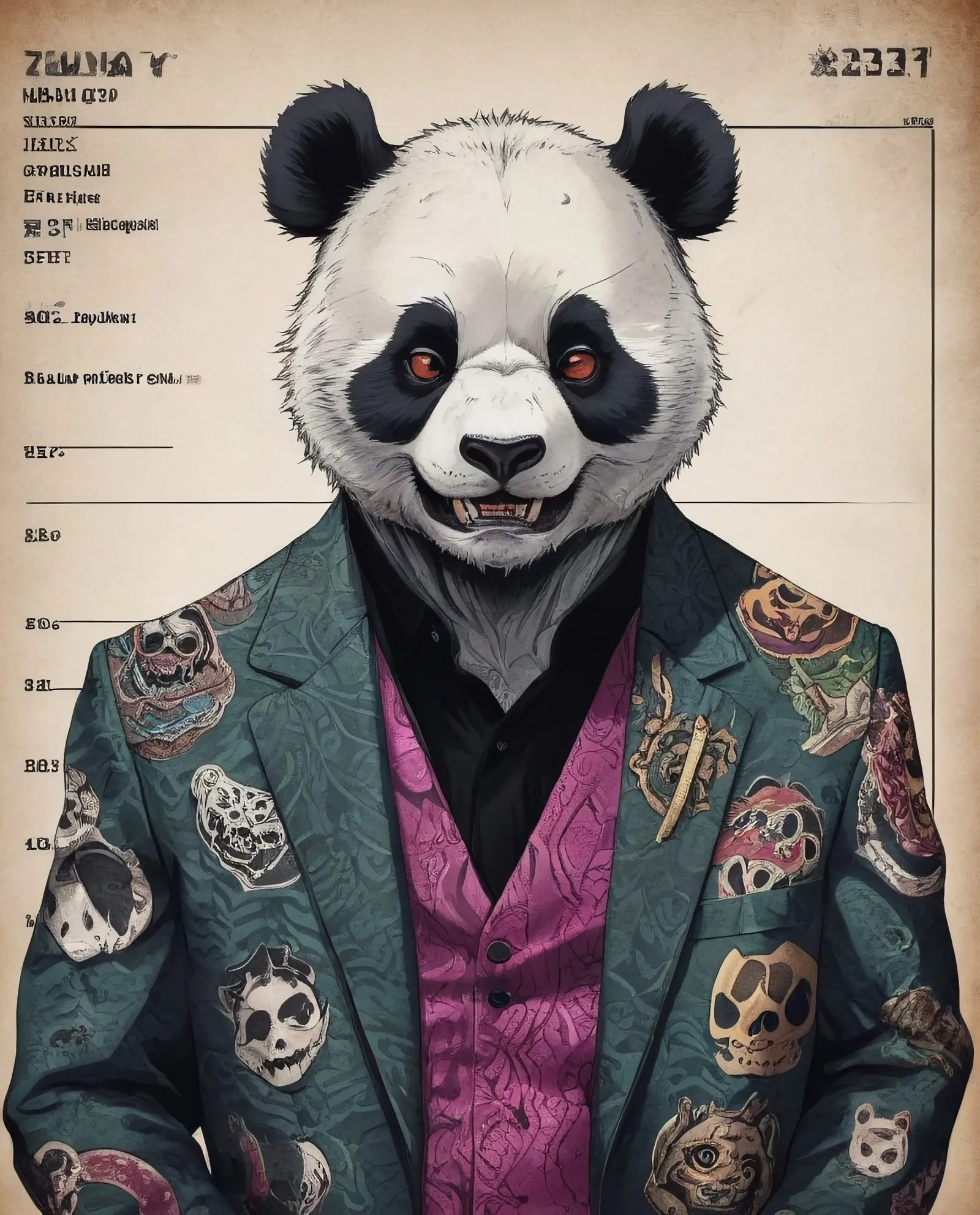 Demonic Oni panda as a tatted - Free AI Photo Generator - starryai