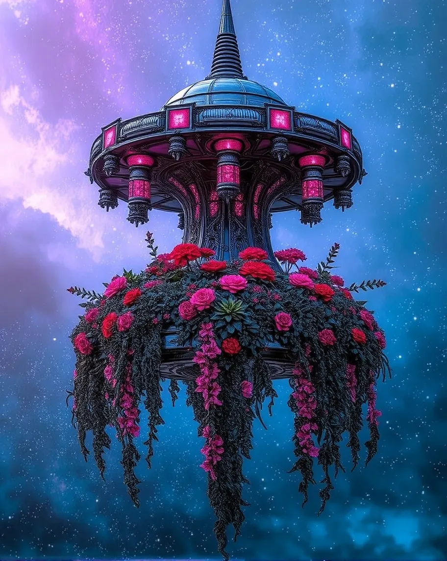 Futuristic space station vibrant, - Free AI Photo Generator - starryai