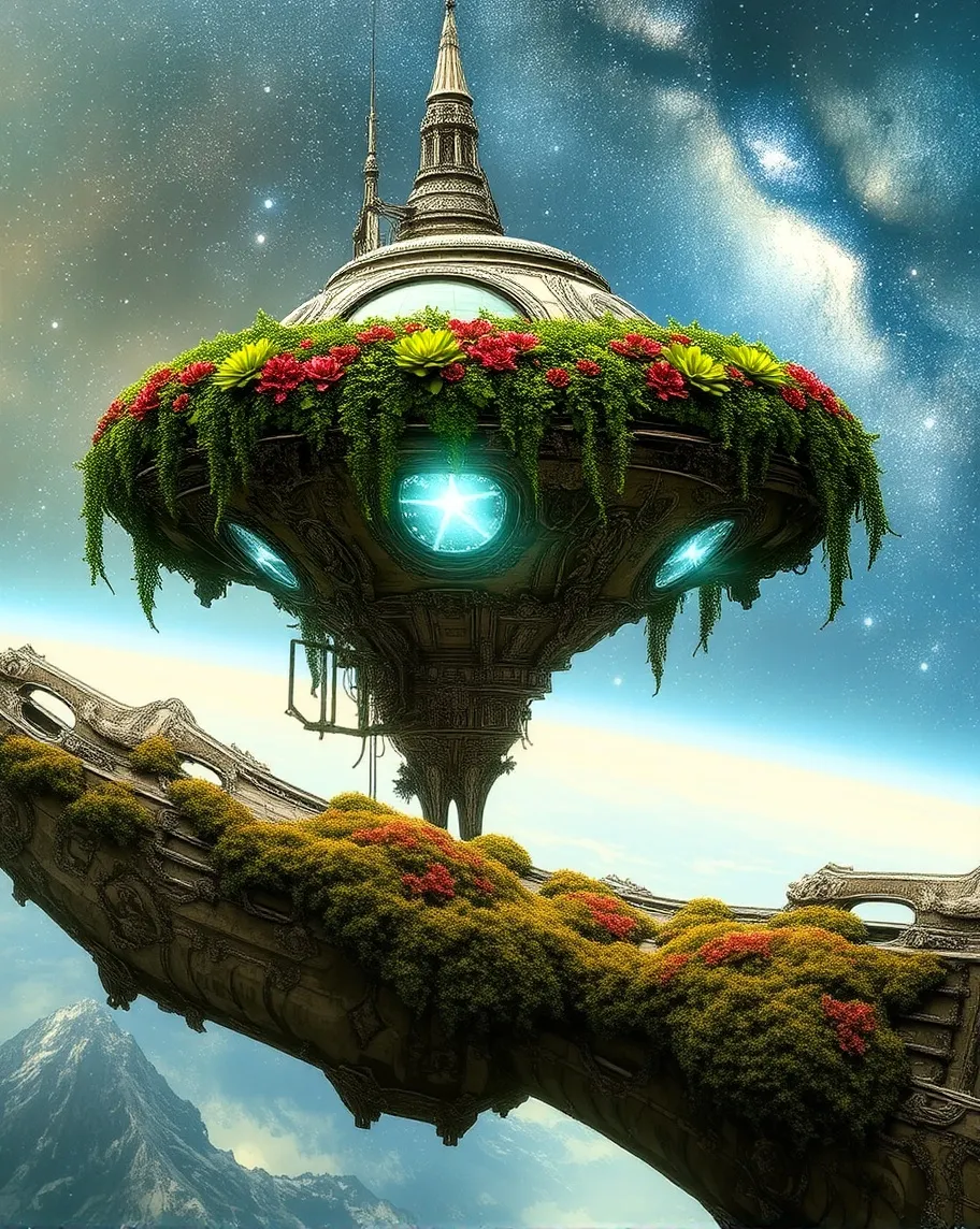 Futuristic space station vibrant, - Free AI Photo Generator - starryai