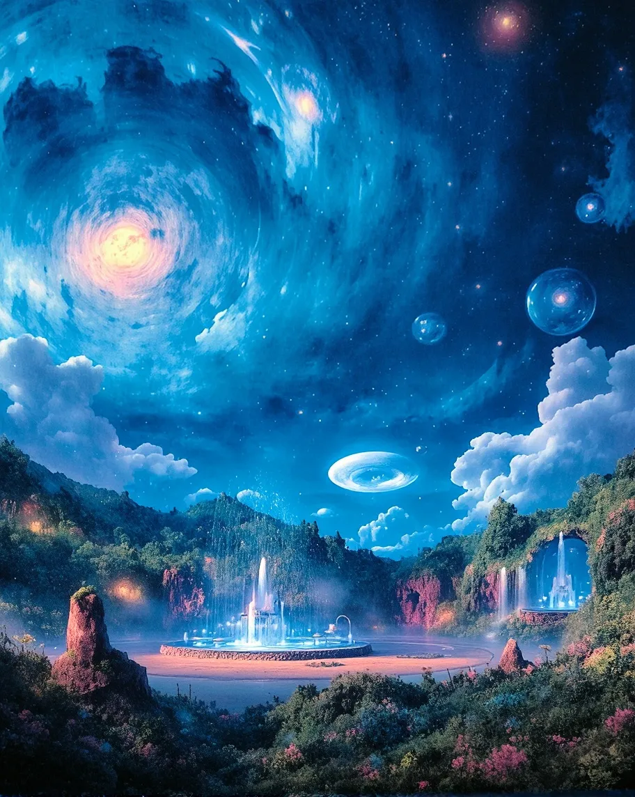A cosmic garden swirling galaxies - Free AI Photo Generator - starryai