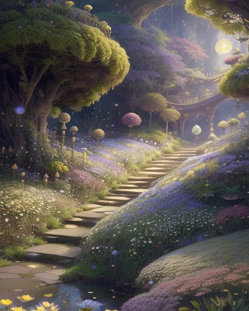 Galactic Garden, un paisaje con - Free AI Photo Generator - starryai