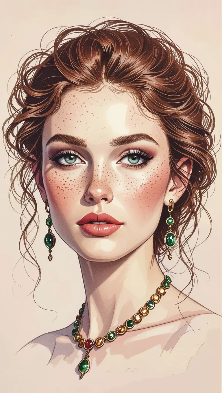 A regal looking woman freckled - Free AI Photo Generator - starryai