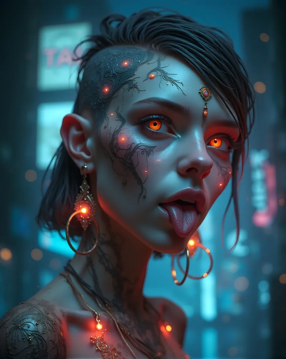A futuristic, cyberpunk portrait - Free AI Photo Generator - starryai