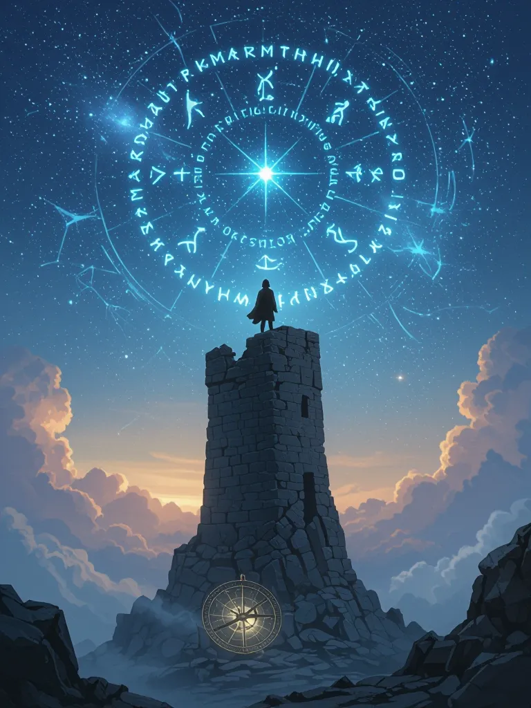 A lone figure stands atop a tower - Free AI Photo Generator - starryai