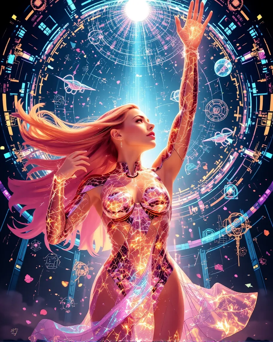 radiant female figure rises a Her - Free AI Photo Generator - starryai