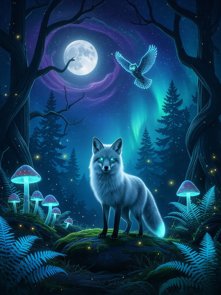A glowing bioluminescent forest - Free AI Photo Generator - starryai