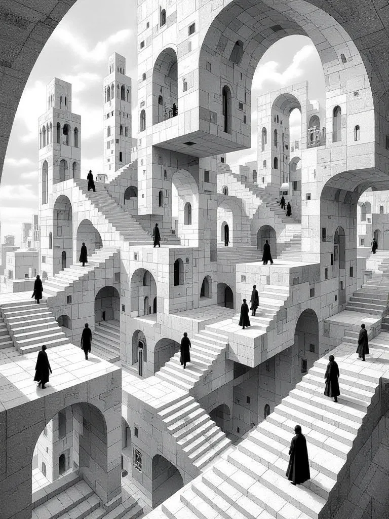 Direction Contrast A surreal architectural anomaly — - Free AI Photo Generator - starryai
