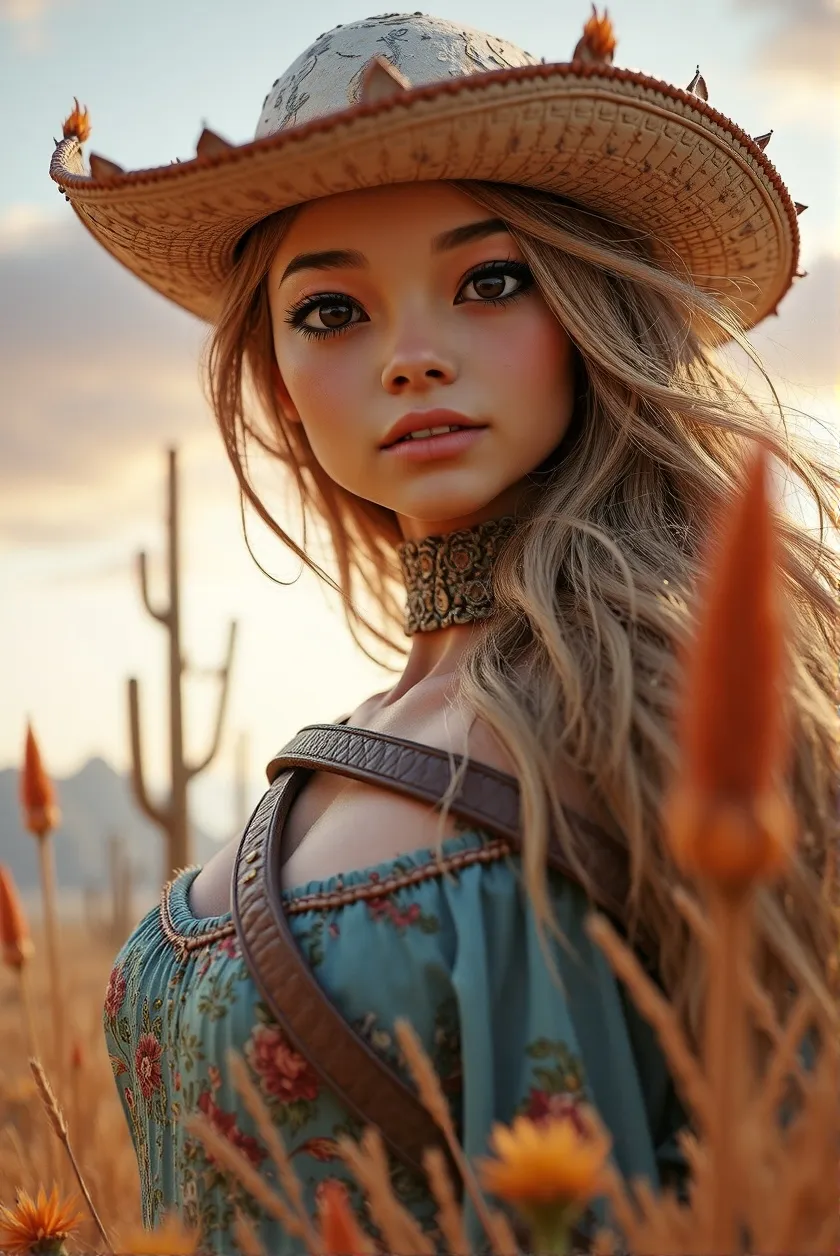 Portrait a young woman wearing - Free AI Photo Generator - starryai