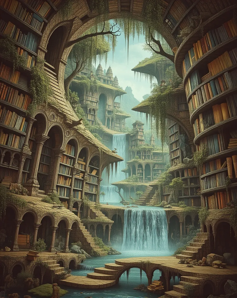 A mystical library, a wonderland - Free AI Photo Generator - starryai