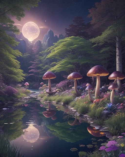 A beautiful enchanted forest full - Free AI Photo Generator - starryai