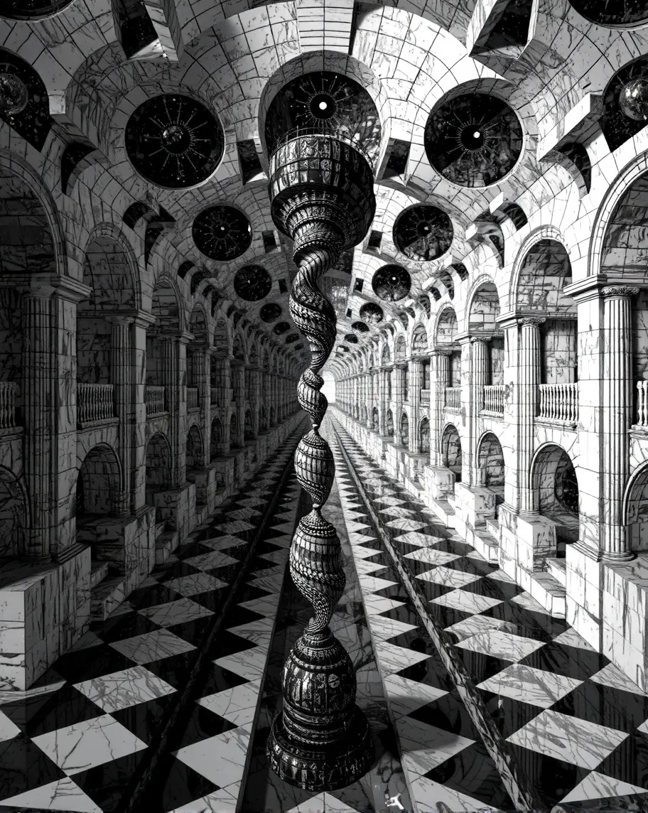 Monochrome hyper-detailed chamber - Free AI Photo Generator - starryai