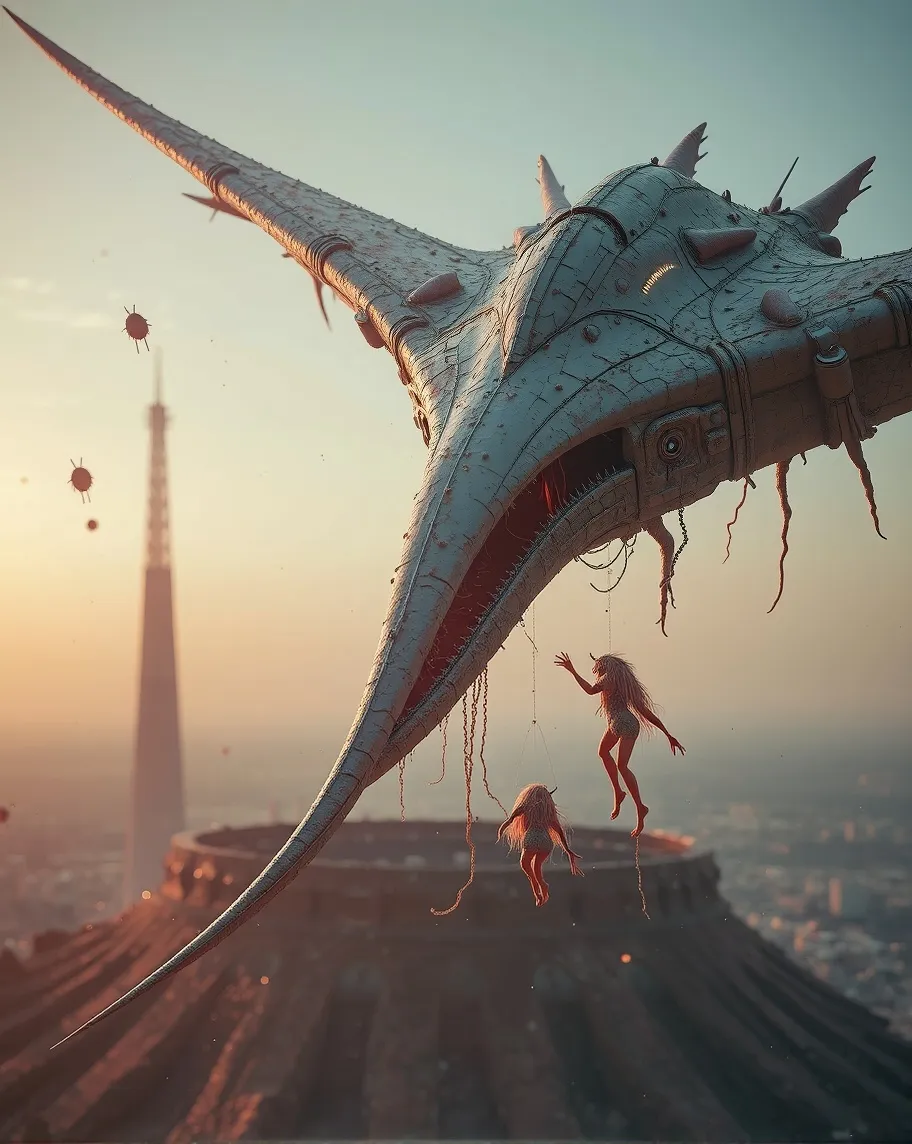 A small flying spaceship hunted - Free AI Photo Generator - starryai