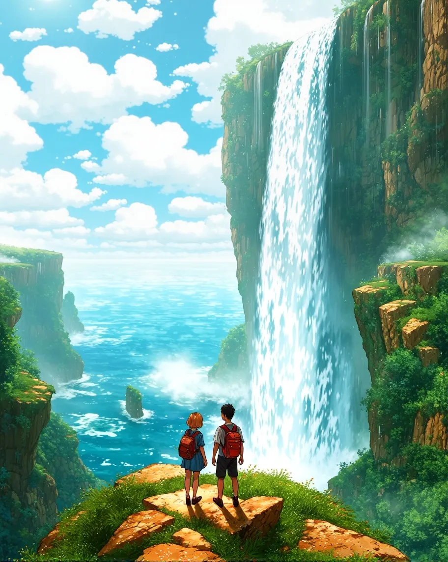 Massive waterfall flowing from - Free AI Photo Generator - starryai