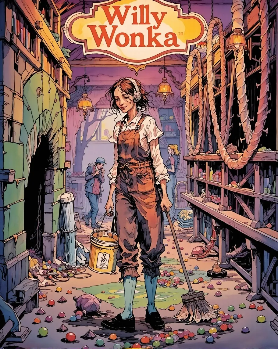 A custodian work overalls holding - Free AI Photo Generator - starryai