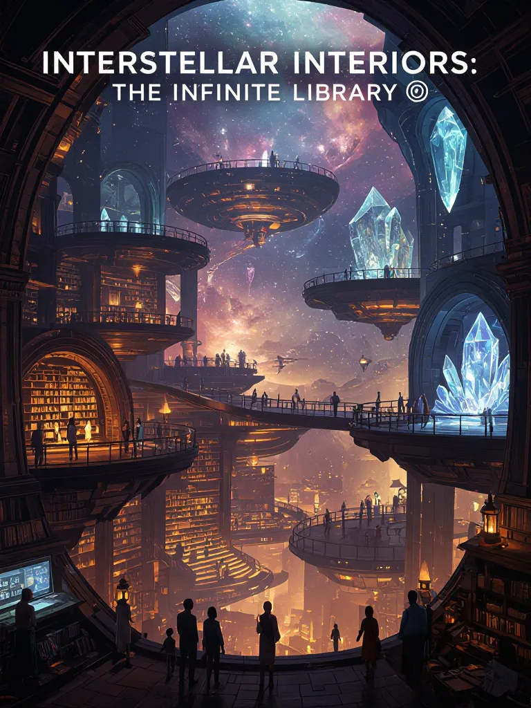 Interselar Library Say 📚 'Interstellar Interiors: 🌌👽 - Free AI Photo Generator - starryai