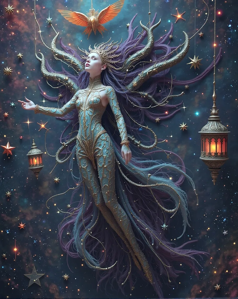 A shimmering library celestial - Free AI Photo Generator - starryai