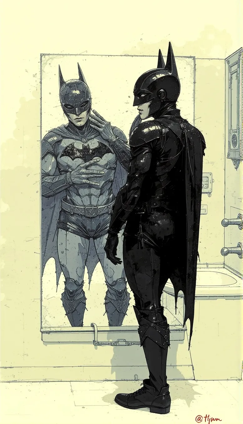 Batman a Mirror reflection neck - Free AI Photo Generator - starryai