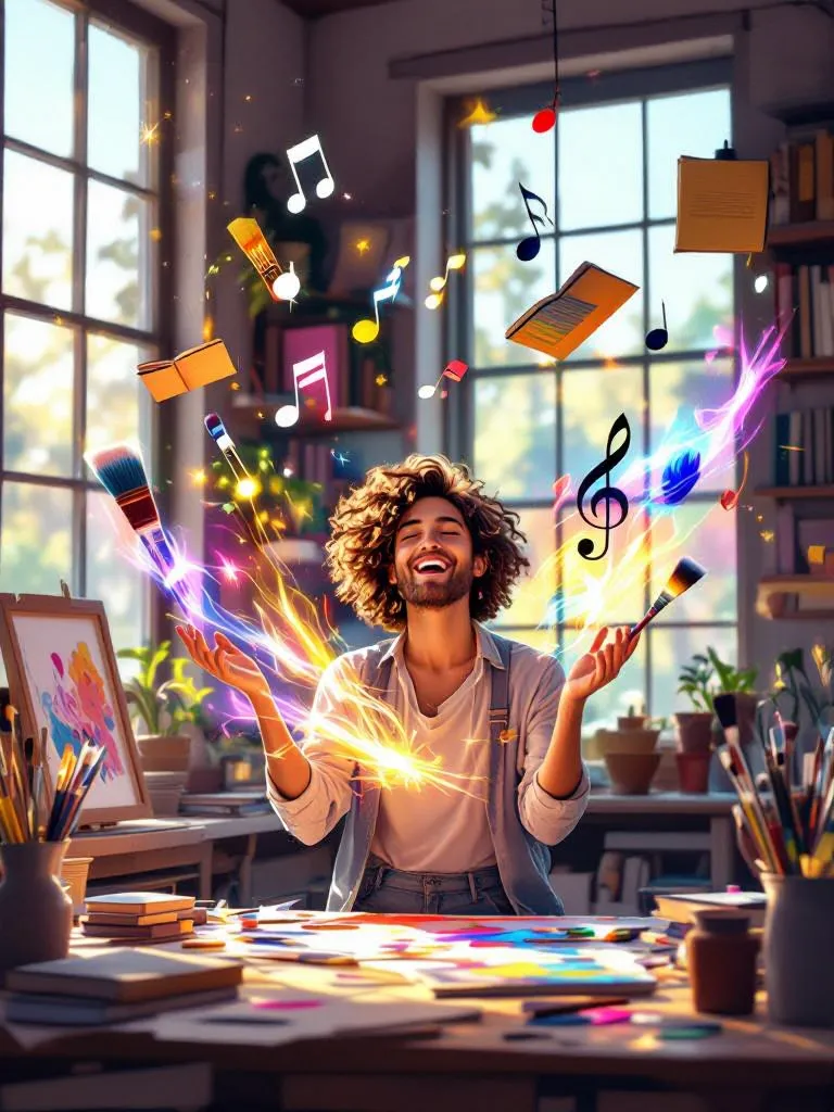 Visualize artist's studio where - Free AI Photo Generator - starryai