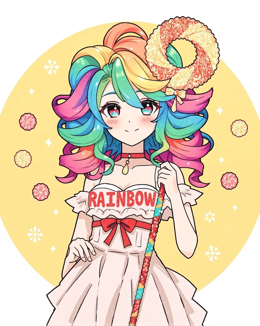 Rainbow Candy Girl – a cheerful - Free AI Photo Generator - starryai